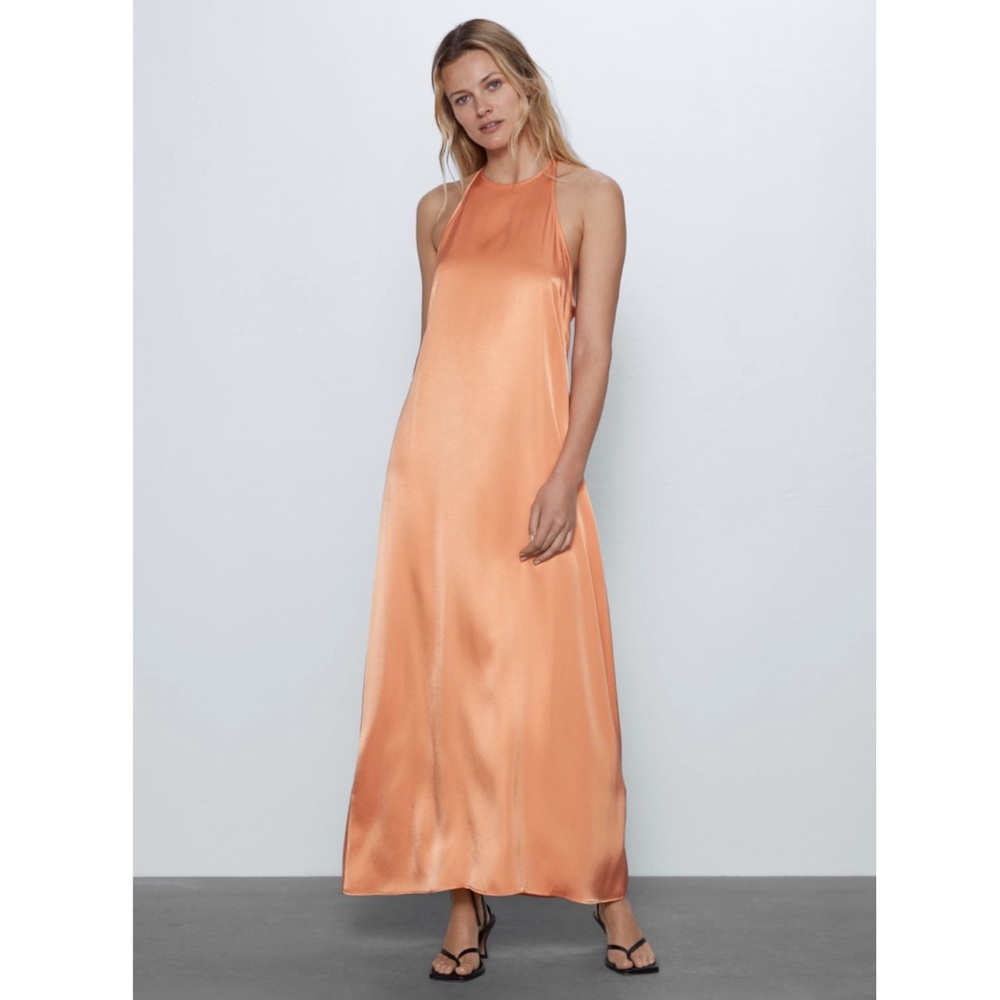 Orange Silk Maxi Dress